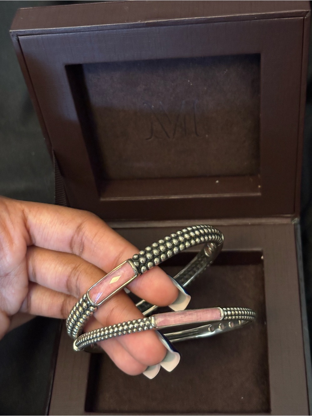 MONICA VINADER Pink Inlay Beaded Sterling Silver Cuff Bracelet
